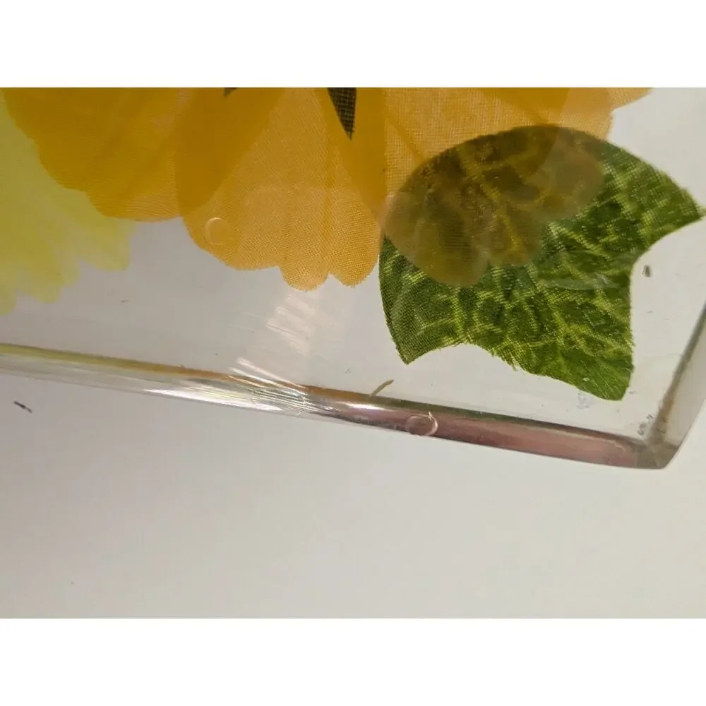 Vintage Acrylic Lucite Tray With Multicolored Flowers 12” X 10” Vintage Summer